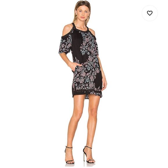 Revolve Ella Moss Floral Cold Shoulder Dress Feminine Resort Wear Boho Modern - Picture 1 of 16